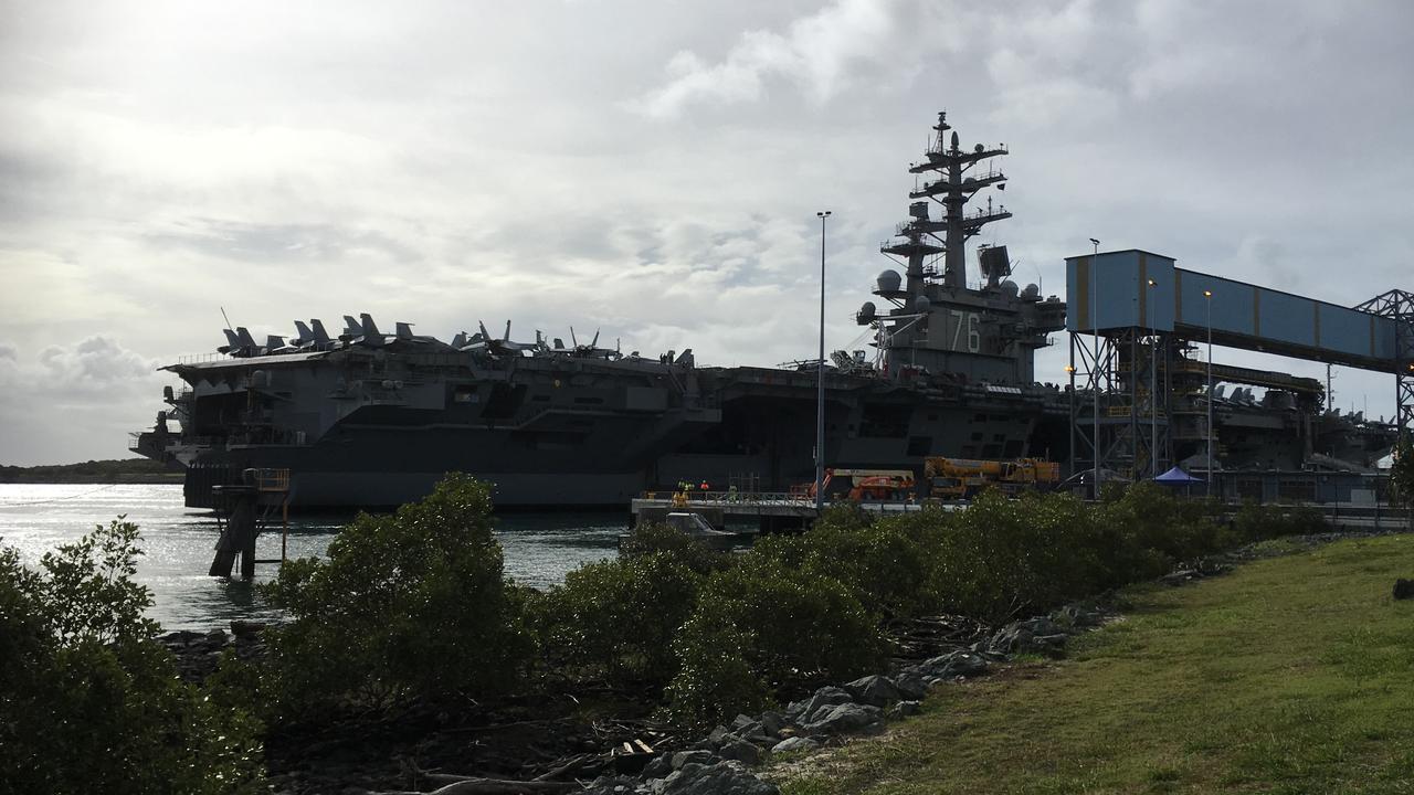 The USS Ronald Reagan docked at the Port of Brisbane. Picture: Nicole Pierre