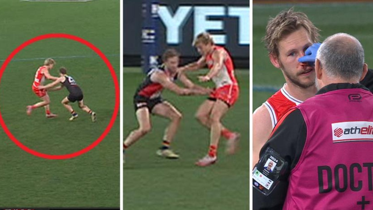 Isaac Heeney gave Jimmy Webster a bloody nose in this incident.