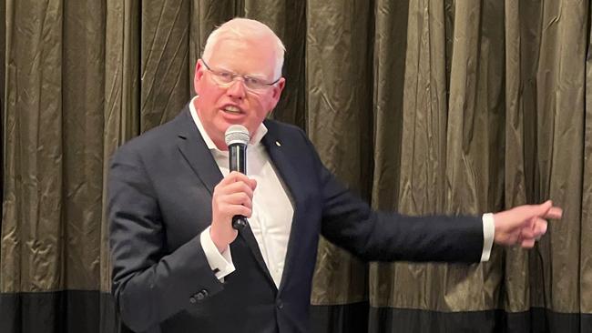 Kiama MP Gareth Ward told supporters his rivals “thought they were going to wipe their feet” on him. Picture: Dylan Arvela