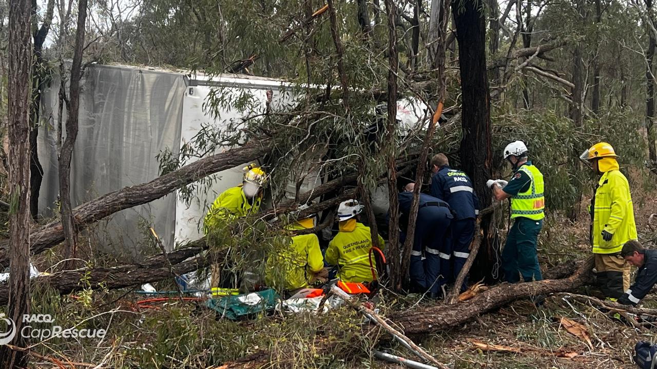 Emergency crews were called to a serious truck rollover at St Lawrence on November 7. Photo: Contributed