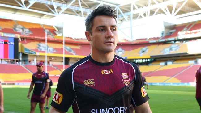 Cooper Cronk during the Queensland Origin team's first training session at Suncorp Stadium in Brisbane. Pics Adam Head