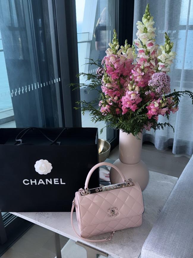 Stacey Hampton celebrated her 30th birthday with a lavish Chanel bag, "gifted" by her young sons. Picture: Instagram