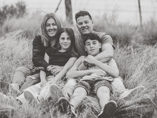 Troy Courts with his wife Mel, and their two children, Charlie and Lila. Picture: Supplied