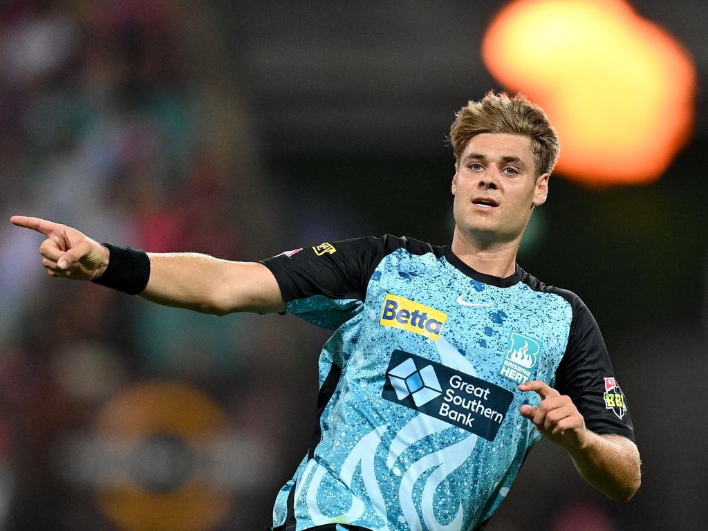 Spencer Johnson is trying to purchase one of the match stumps from the BBL final – for $2500. Picture: Izhar KHAN / AFP