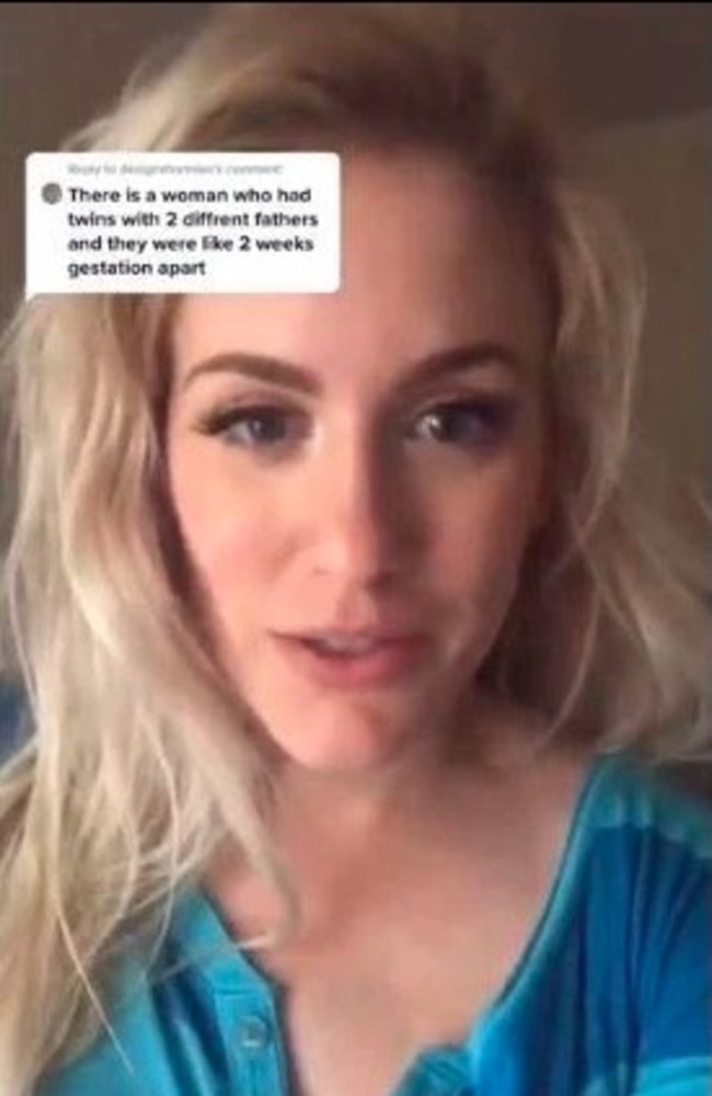 The woman doesn’t plan on having any more children after her triplets are born. Picture: TikTok/@theblondebunny1