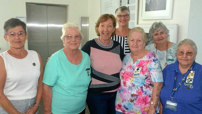 GETTING TOGETHER: Patty Burgess, Desiree Reynolds, Cheryl Greene, Glenys Berry, Evelyn Hoffmann, Bronwyn Scott and Norma Walters at the QCWA Outback to Ocean regional conference. Picture: Jann Houley