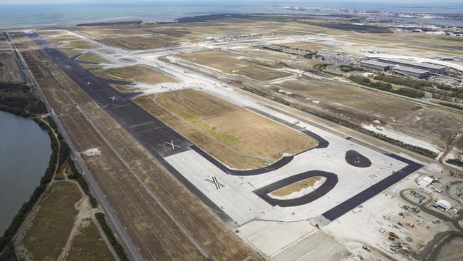 Brisbane Airport’s new runway, still under construction late last year.