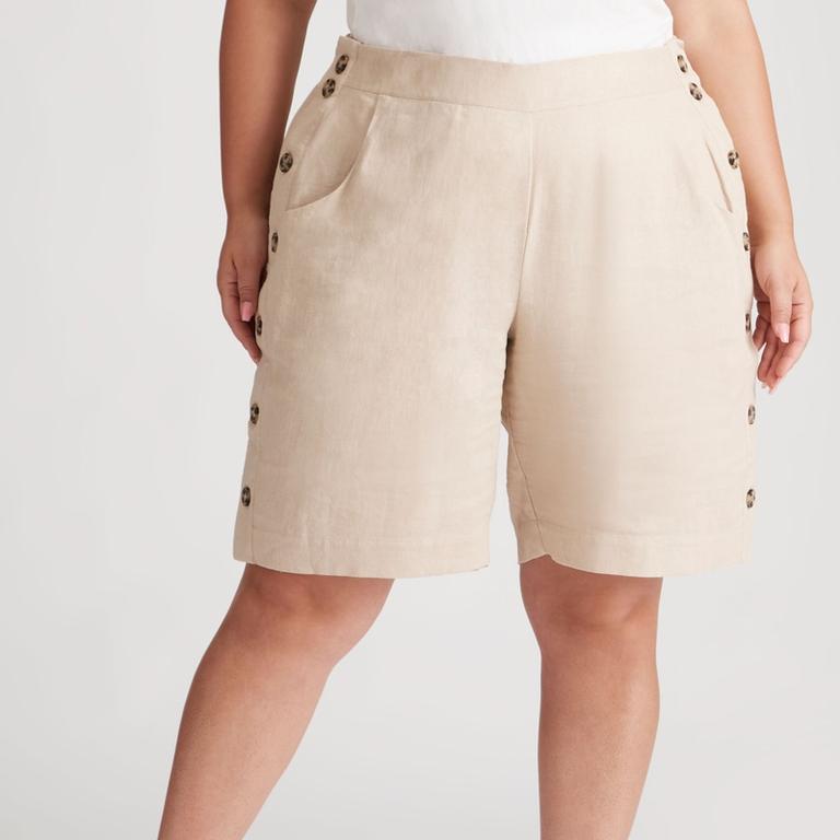 BeMe Linen Button Side Shorts
