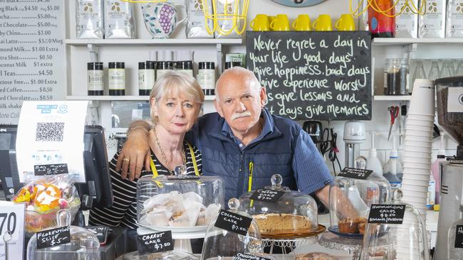 Irene and her husband Alf Prosser. Ms Prosser claimed she was fined nearly $11,000 for not having a CovidSafe plan in place in October.