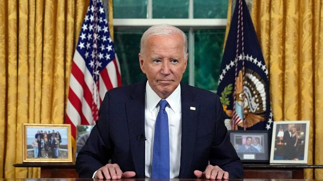 President Biden announcing his decision to end his campaign. Picture: Evan Vucci/Pool/AFP