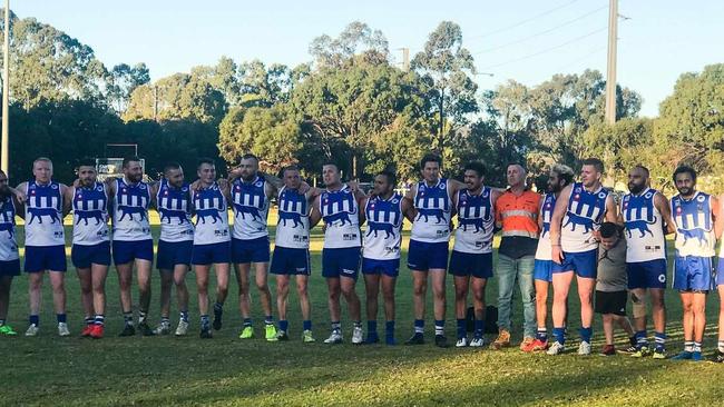 Smithfield Football Club's men's division five team in 2020. The club will need to field two men’s sides every Saturday of next season and cannot heavily impact surrounding sides with player recruitment. Picture: Supplied, Smithfield Football Club