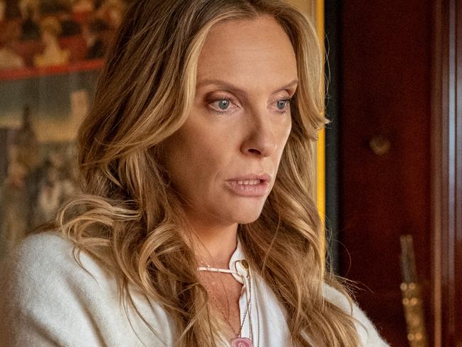 Toni Collette stars as Joni Thrombey in a scene from the movie Knives Out. Supplied by Studiocanal.