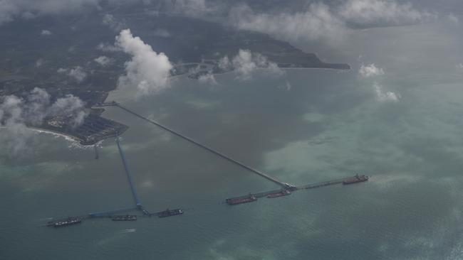 The Dalrymple Bay Coal Terminal at Hay Point is seen from the air near Mackay.