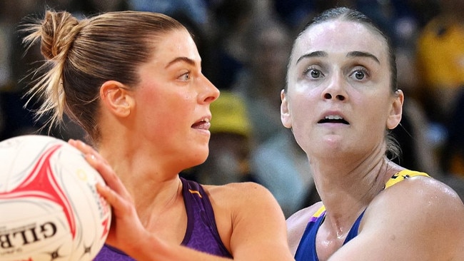 Firebirds' Lara Dunkley and Sunshine Coast Lightning rival Liz Watson.