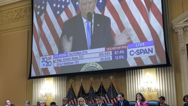 Video of Donald Trump is played during a hearing by the Select Committee to Investigate the January 6th attack on the US Capitol. Pict