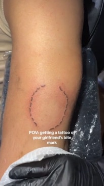 Man goes viral for getting girlfriend's bite marks tattooed on him