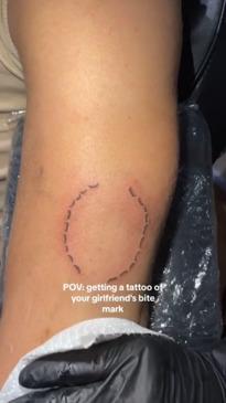 Man gets tattoo of girlfriend's bite mark