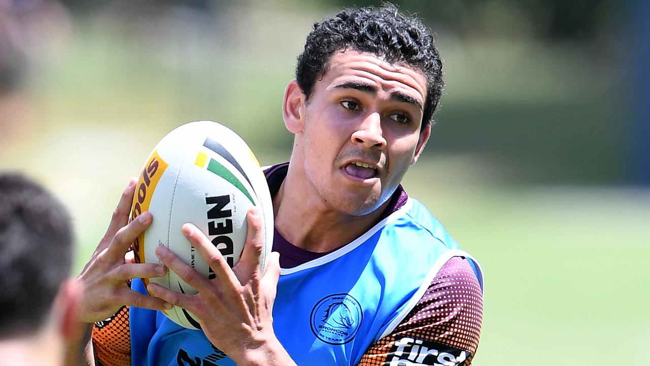 Brisbane Broncos newcomer Izaia Perese during preseason training.