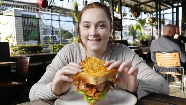 Burger Urge have created a cheese bread burger, now named the Sizzle after legal action from Sizzler. Picture: AAP Image/Josh Woning