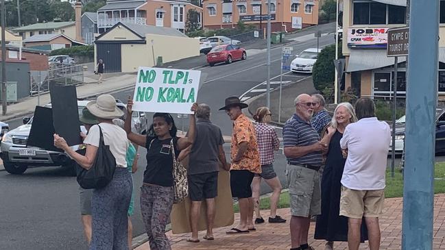 Protesters gathered outside Gympie Town hall last week to challenge the council’s decision.