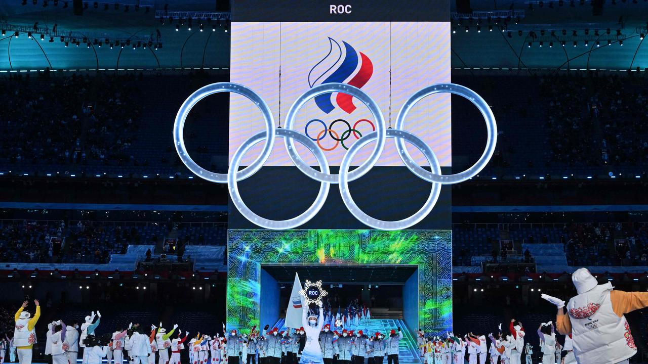 The ROC marching during the opening ceremony of the Beijing 2022 Winter Olympic Games. Picture: AFP