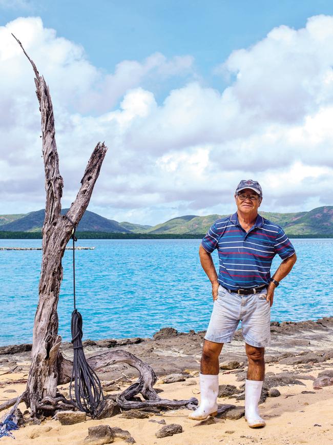 Kazuyoshi Takami, the operator of Kazu Pearl on Friday Island, and a glimpse of his gardens. Picture: Jonathan Cami.