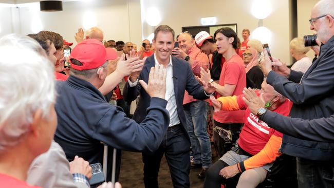 Jim Chalmers at his post election party at Logan Rec Club, Logan Central. Photo: Mark Cranitch.