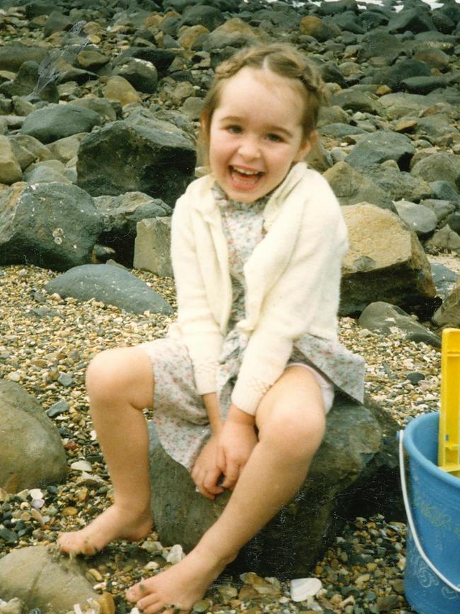 Gold Coast Bulletin reporter Chantay Logan as a child on 'shell beach' at Burleigh Heads.