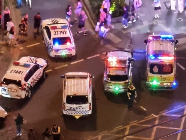 Emergency crews at the scene at Surfers Paradise. Picture: Facebook/Rhys Bko