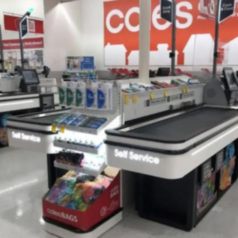 Coles also recently unveiled its new self service check-outs featuring a conveyor belt for shopping items. Picture: Facebook