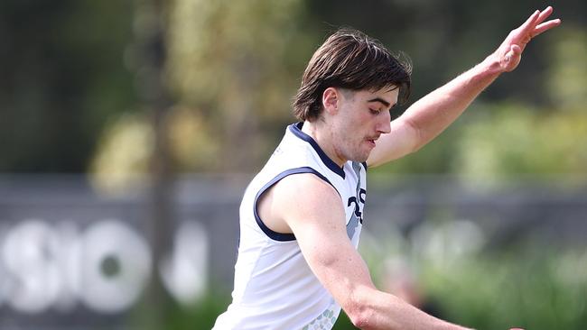 Jonty Faull is one of the leading key forwards in the upcoming AFL draft. Photo by Chris Hyde/AFL Photos/via Getty Images