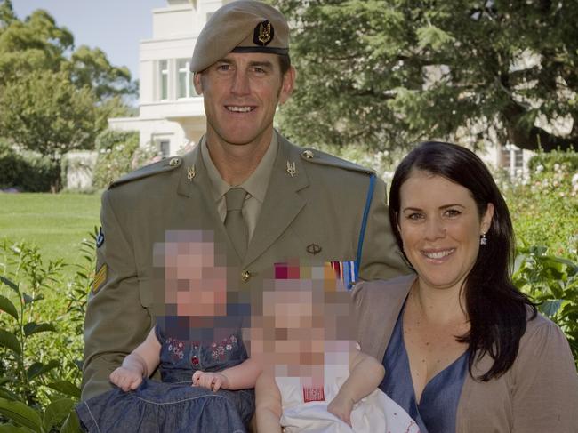 Ben Roberts-Smith with then-wife Emma Roberts-Smith and their five-month-old twin girls in 2011. Picture: Department of Defence