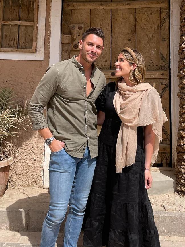 Georgia Love and partner Lee Elliott in Saudi Arabia.