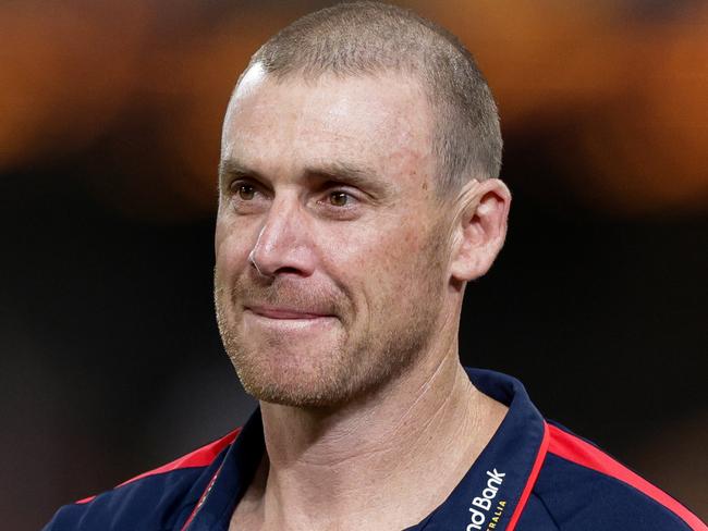 BRISBANE, AUSTRALIA - JUNE 28: Simon Goodwin is seen prior to the 2024 AFL Round 16 match between the Brisbane Lions and the Melbourne Demons at The Gabba on June 28, 2024 in Brisbane, Australia. (Photo by Russell Freeman/AFL Photos via Getty Images)