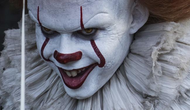 This image released by Warner Bros. Pictures shows Bill Skarsgard in a scene from "It." (Brooke Palmer/Warner Bros. Pictures via AP)