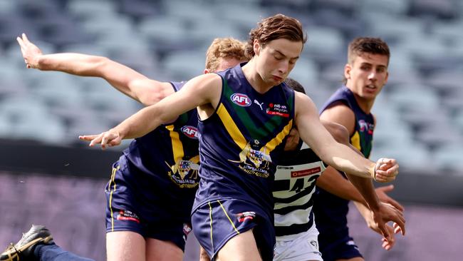 Tyler Sonsie in action for the AFL Academy earlier this year. Picture: Michael Klein