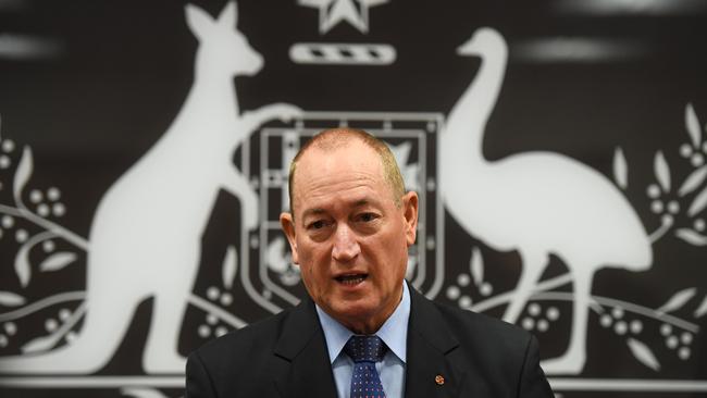 Senator Fraser Anning speaks during a press conference in Brisbane, Monday, March 18, 2019. The Senator has been widely criticised for posting an anti-muslim statement in regards to the New Zealand mosque attacks. (AAP Image/Dan Peled) NO ARCHIVING