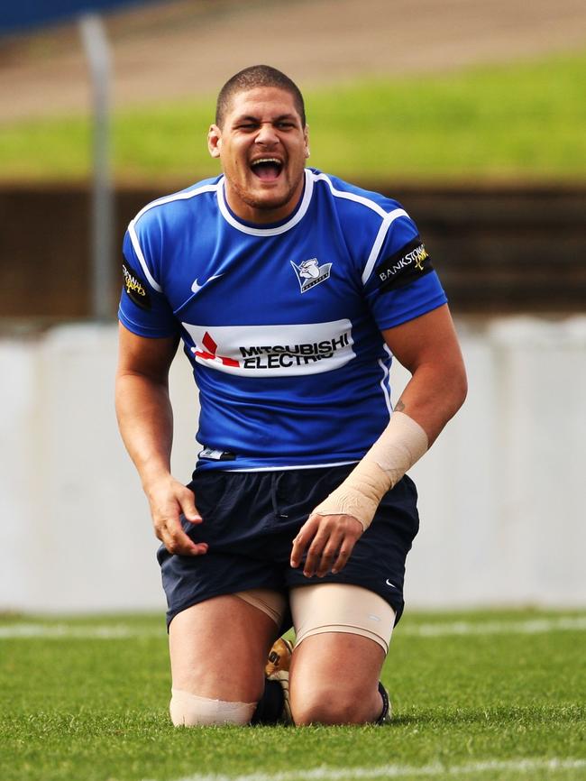 Willie Mason at Canterbury Bulldogs NRL training session at Belmore Sports Ground in Sydney.