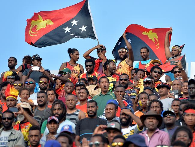 Papua New Guinea fans showing their support for the game. Picture: Bradley Kanaris/Getty Images