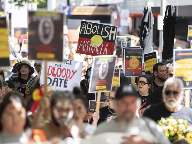 Invasion Day March and Rally at Hobart. Picture: Chris Kidd