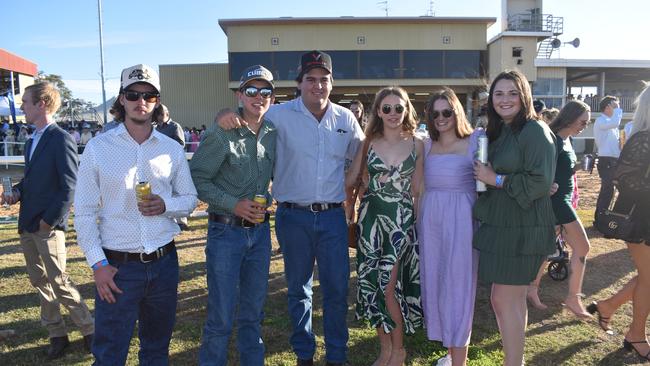 Spectators cheer on as they watch the B Grade St George vs Condamine match at the Roma Rugby Races at Bassett Park. Picture: Chloe Cufflin.
