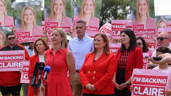 Premier Peter Malinauskas campaigning with Labor candidate for Sturt Claire Clutterham. Picture: Facebook