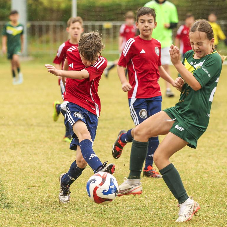 QAS V Michelton FC in the Premier Invitational Football Carnival at Nerang. Picture: Glenn Campbell