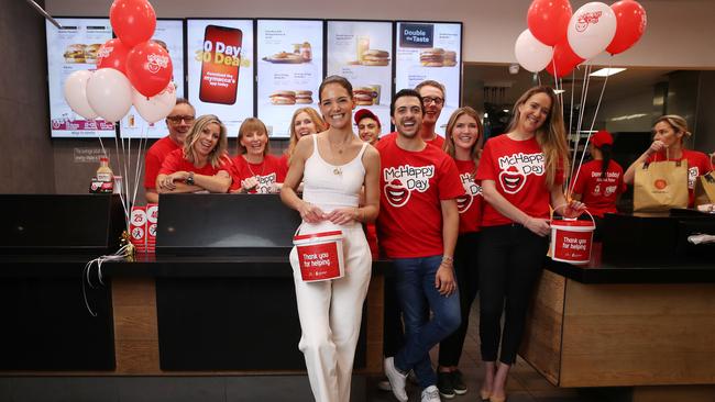 Katie Holmes at McDonalds in Haberfield today for McHappy Day. Picture: David Swift.