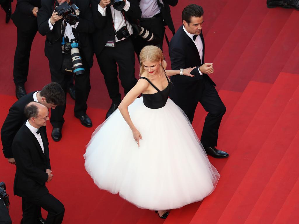 Nicole Kidman and Colin Farrell attend the “The Killing Of A Sacred Deer” screening during the 70th annual Cannes Film Festival at Palais des Festivals on May 22, 2017 in Cannes, France. Picture: Getty