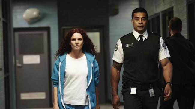 Wentworth star Danielle Cormack as Bea Smith, with Robbie Magasiva as guard Will Jackson.