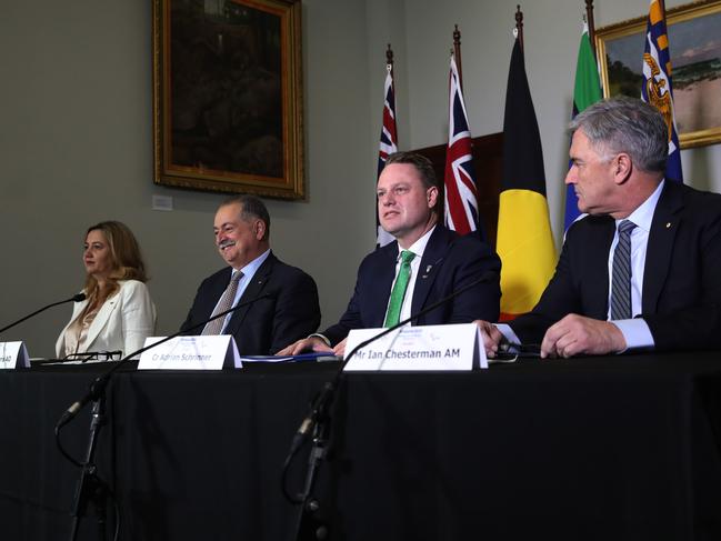 Queensland Premier Annastacia Palaszczuk alongside OCOG Board President Andrew Liveris, Lord Mayor Adrian Schrinner and AOC President Ian Chesterman. Picture: Zak Simmonds