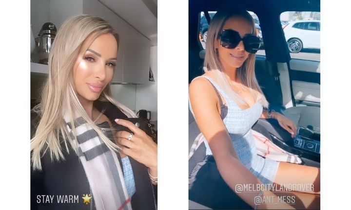 Stacey Hampton jets into Adelaide wearing $7,000 worth of Louis
