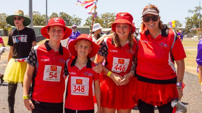 Ethan, Connor, Lisa Hearn and Nelle Heare from Bargara Little Athletics at the 2023 Bundaberg Relay for Life.