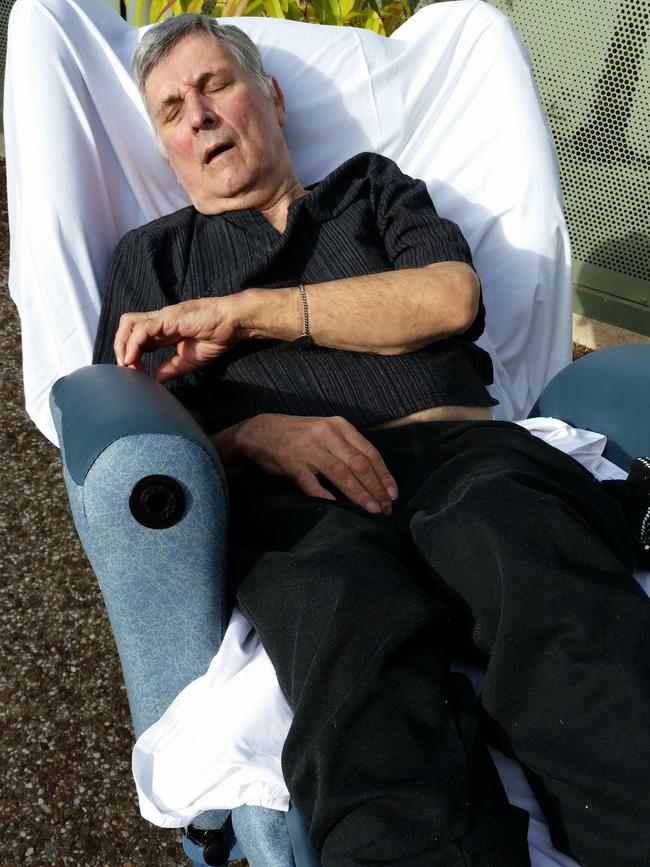 Bob Spriggs in 2016 soon after being administered an overdose at Oakden, recovering at the Repatrian General Hospital. Supplied